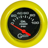 GAFFRIG 2 5/8 INCH ELECTRIC OIL PRESSURE 0-100PSI BLACK / YELLOW