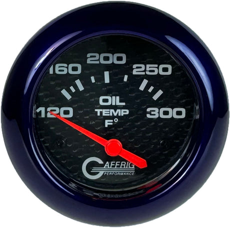 GAFFRIG 2 5/8 INCH ELECTRIC OIL TEMP GAUGE 120-300F BLACK / PURPLE