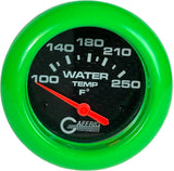 GAFFRIG PART 2 5/8 INCH ELECTRIC WATER TEMP 100-250 F - W/ SENDER & BUSHING KIT BLACK / LIME GREEN