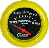 GAFFRIG PART 2 5/8 INCH ELECTRIC WATER TEMP 100-250 F - W/ SENDER & BUSHING KIT BLACK / YELLOW