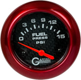 GAFFRIG 2 5/8 INCH ELECTRIC FUEL PRESSURE GAUGE 0-15PSI BLACK / RED