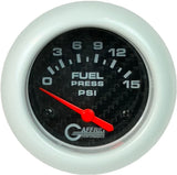 GAFFRIG 2 5/8 INCH ELECTRIC FUEL PRESSURE GAUGE 0-15PSI BLACK / WHITE