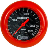 GAFFRIG PART 2 5/8 INCH MECHANICAL BOOST GAUGE 0-35 PSI BLACK / ORANGE