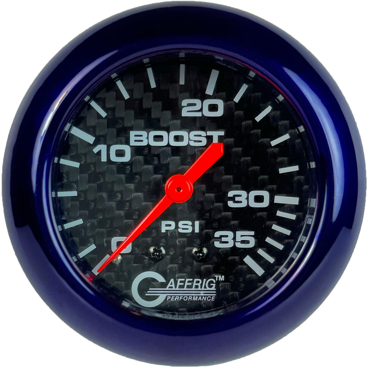 GAFFRIG PART 2 5/8 INCH MECHANICAL BOOST GAUGE 0-35 PSI BLACK / PURPLE