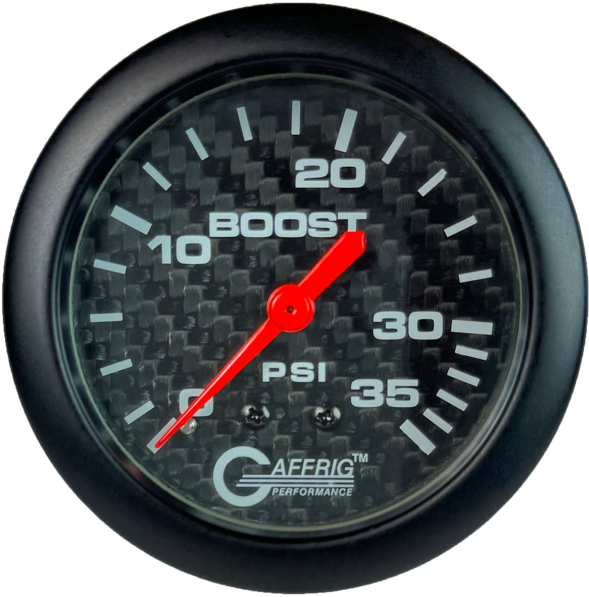 GAFFRIG PART 2 5/8 INCH MECHANICAL BOOST GAUGE 0-35 PSI BLACK / NO FAT RIM (STANDARD)