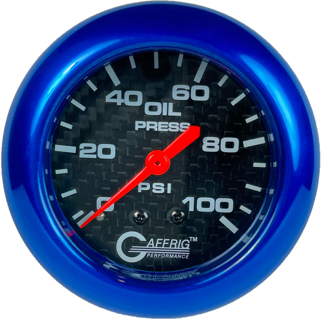 GAFFRIG PART 2 5/8 INCH MECHANICAL OIL PRESSURE 0-100 PSI BLACK / BLUE