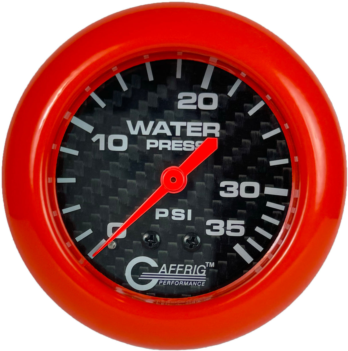 GAFFRIG PART 2 5/8 INCH MECHANICAL WATER PRESSURE 0-35 PSI BLACK / ORANGE