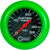 GAFFRIG PART 2 5/8 INCH MECHANICAL WATER PRESSURE 0-35 PSI BLACK / LIME GREEN