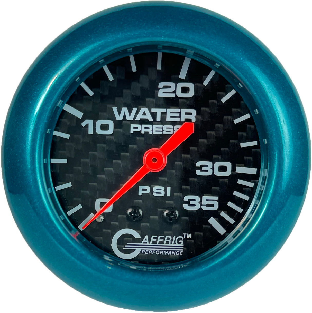 GAFFRIG PART 2 5/8 INCH MECHANICAL WATER PRESSURE 0-35 PSI BLACK / TEAL