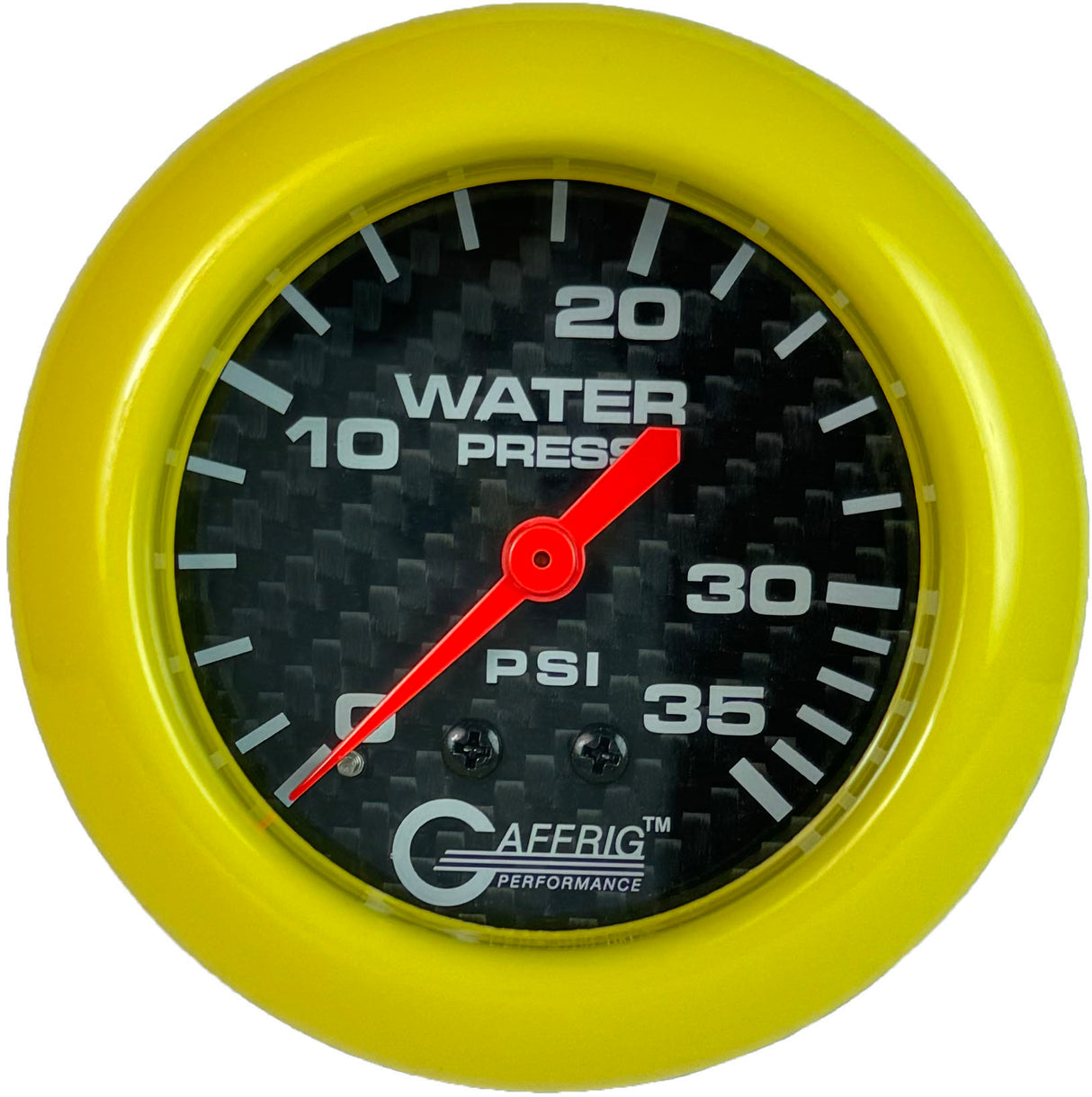 GAFFRIG PART 2 5/8 INCH MECHANICAL WATER PRESSURE 0-35 PSI BLACK / YELLOW