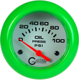 GAFFRIG 2 5/8 INCH ELECTRIC OIL PRESSURE 0-100PSI LIME GREEN / WHITE