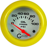 GAFFRIG 2 5/8 INCH ELECTRIC OIL PRESSURE 0-100PSI YELLOW / WHITE