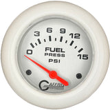 GAFFRIG 2 5/8 INCH ELECTRIC FUEL PRESSURE GAUGE 0-15PSI WHITE / WHITE