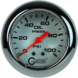 GAFFRIG PART 2 5/8 INCH MECHANICAL OIL PRESSURE 0-100 PSI WHITE / CHROME/POLISHED