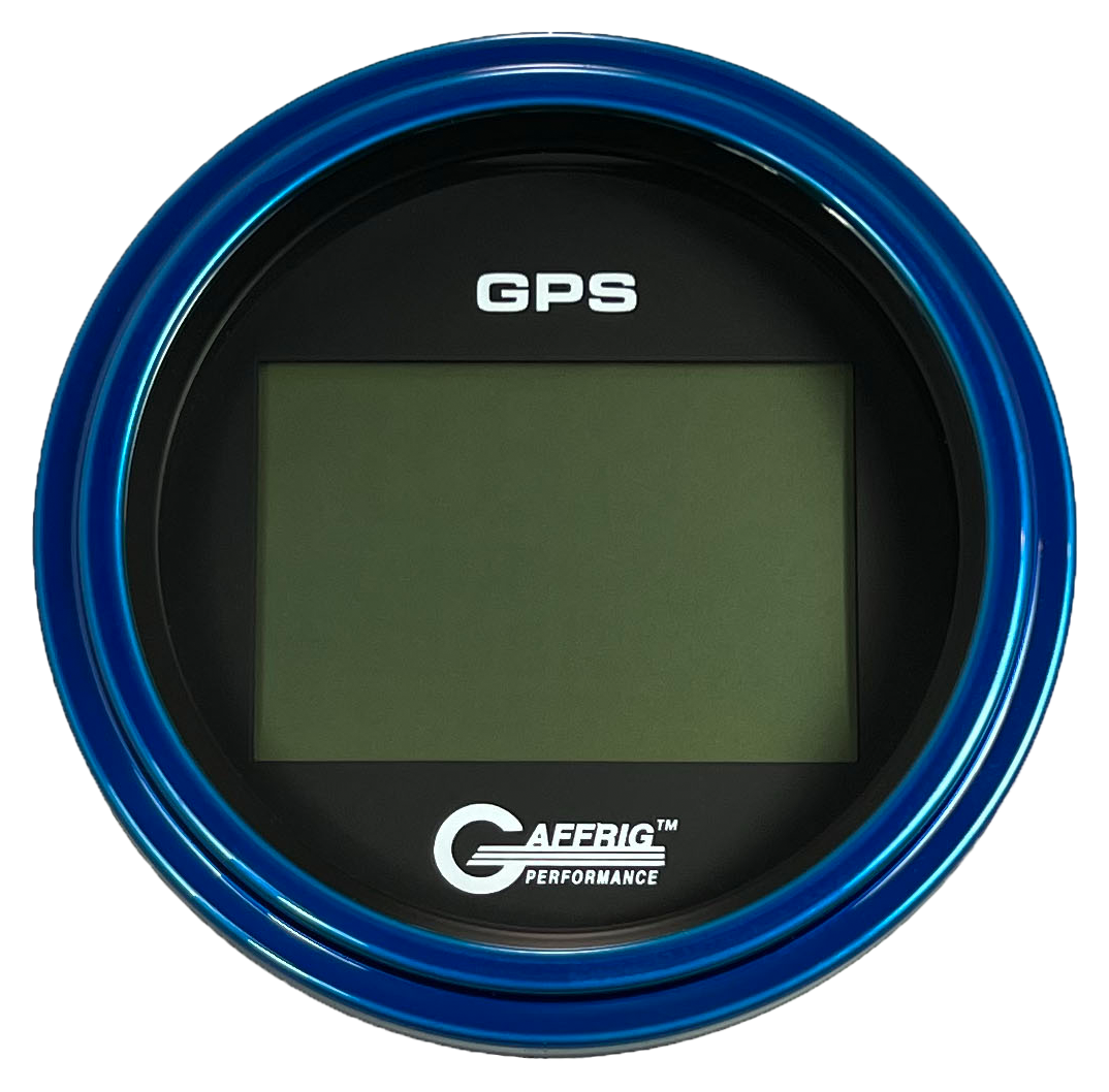 GAFFRIG 3 3/8 INCH DIGITAL GPS GAUGE 999 MPH KIT BLACK / STEP RIM / BLUE