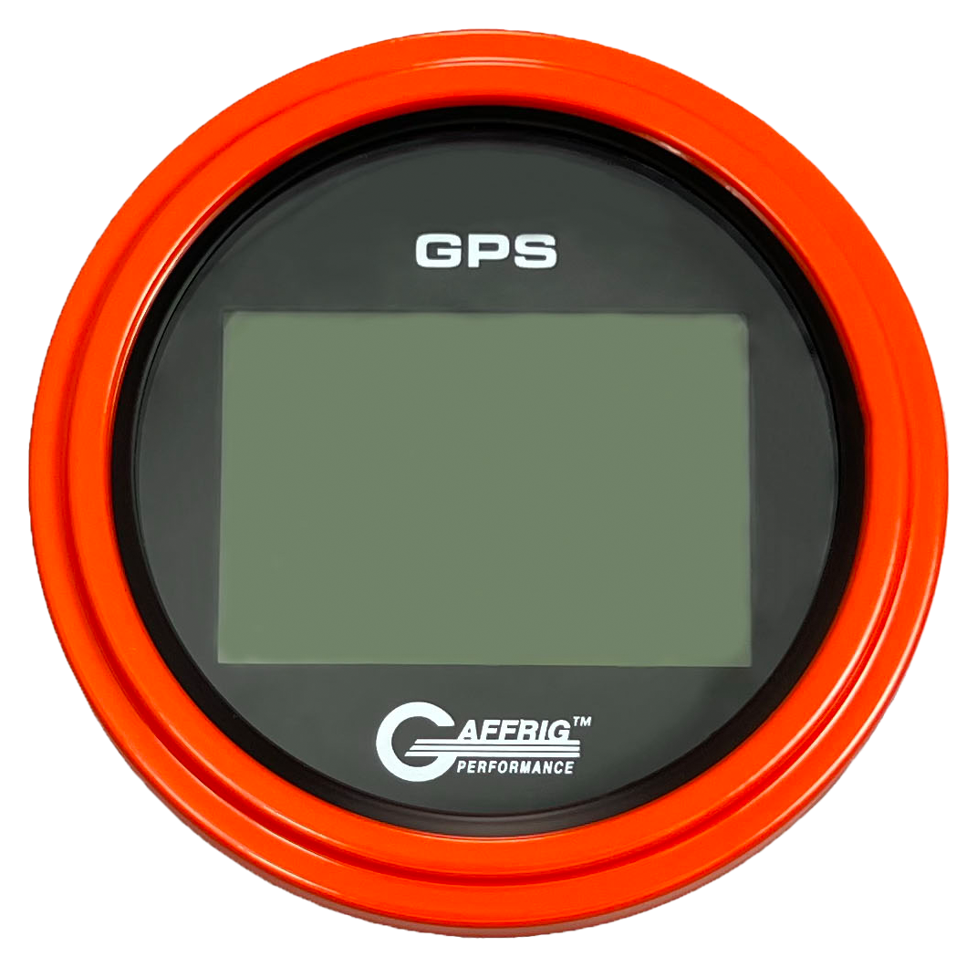 GAFFRIG 3 3/8 INCH DIGITAL GPS GAUGE 999 MPH KIT BLACK / STEP RIM / ORANGE