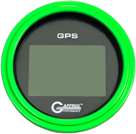 GAFFRIG 3 3/8 INCH DIGITAL GPS GAUGE 999 MPH KIT BLACK / STEP RIM / LIME GREEN