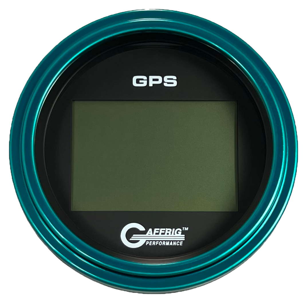 GAFFRIG 3 3/8 INCH DIGITAL GPS GAUGE 999 MPH KIT BLACK / STEP RIM / TEAL