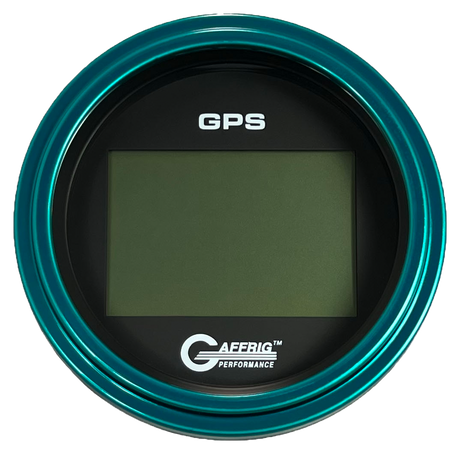 GAFFRIG 3 3/8 INCH DIGITAL GPS GAUGE 999 MPH KIT BLACK / STEP RIM / TEAL