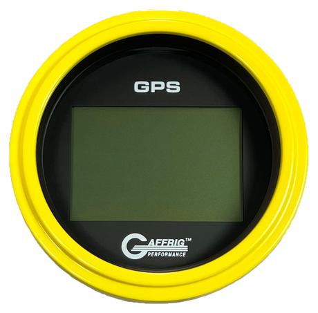 GAFFRIG 3 3/8 INCH DIGITAL GPS GAUGE 999 MPH KIT BLACK / STEP RIM / YELLOW