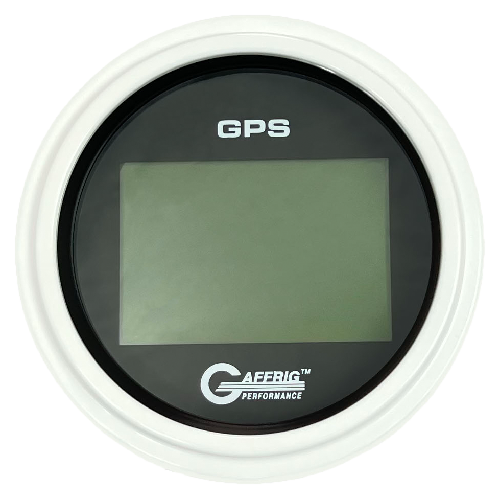 GAFFRIG 3 3/8 INCH DIGITAL GPS GAUGE 999 MPH KIT BLACK / STEP RIM / WHITE