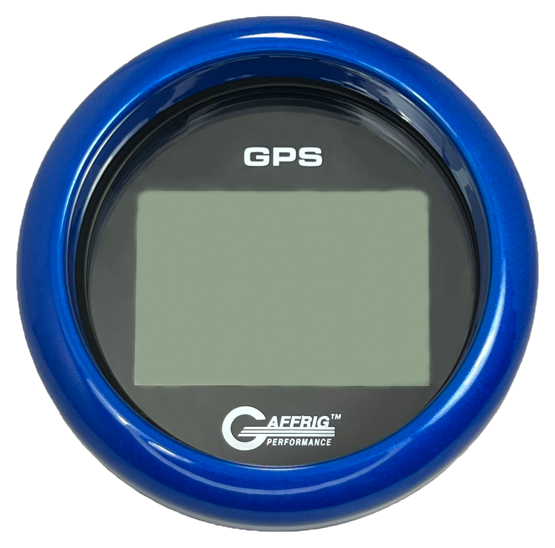 GAFFRIG 3 3/8 INCH DIGITAL GPS GAUGE 999 MPH KIT BLACK / FAT RIM / BLUE