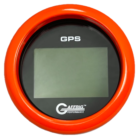 GAFFRIG 3 3/8 INCH DIGITAL GPS GAUGE 999 MPH KIT BLACK / FAT RIM / ORANGE