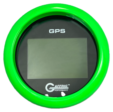 GAFFRIG 3 3/8 INCH DIGITAL GPS GAUGE 999 MPH KIT BLACK / FAT RIM / LIME GREEN