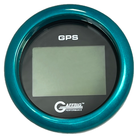 GAFFRIG 3 3/8 INCH DIGITAL GPS GAUGE 999 MPH KIT BLACK / FAT RIM / TEAL