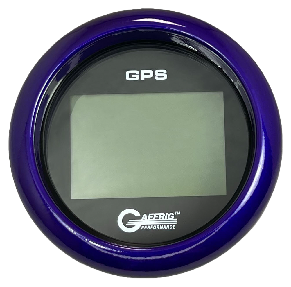 GAFFRIG 3 3/8 INCH DIGITAL GPS GAUGE 999 MPH KIT BLACK / FAT RIM / PURPLE