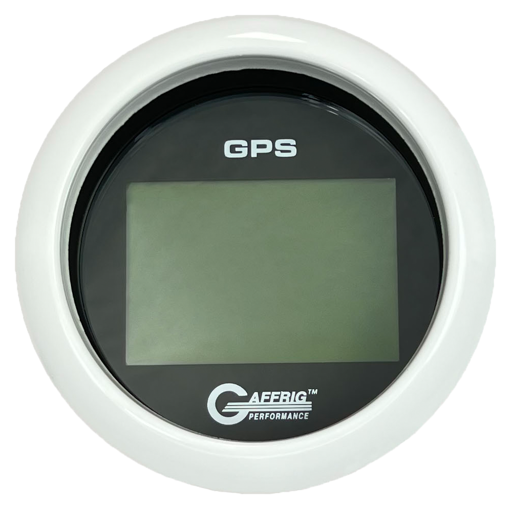 GAFFRIG 3 3/8 INCH DIGITAL GPS GAUGE 999 MPH KIT BLACK / FAT RIM / WHITE