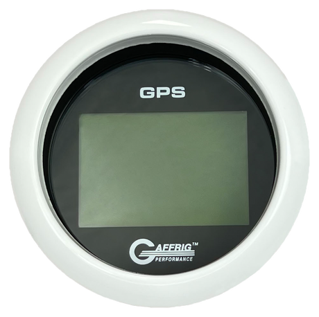 GAFFRIG 3 3/8 INCH DIGITAL GPS GAUGE 999 MPH KIT BLACK / FAT RIM / WHITE