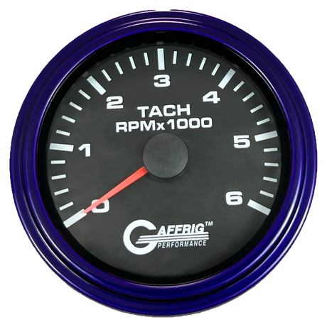 GAFFRIG 3 3/8 INCH TACHOMETER GAUGE 6000, 8000 & 10000 RPM BLACK 6000 / STEP RIM (008) / PURPLE