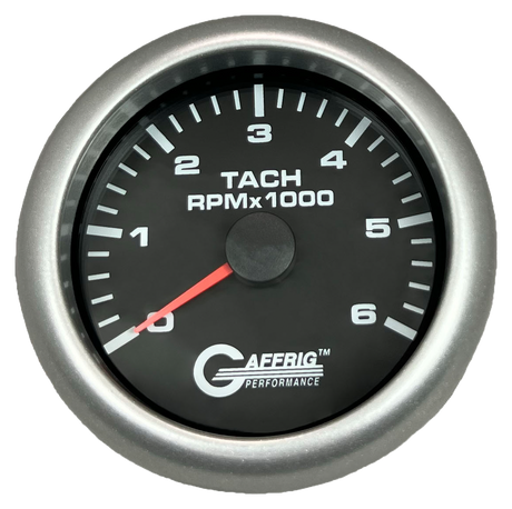 GAFFRIG 3 3/8 INCH TACHOMETER GAUGE 6000, 8000 & 10000 RPM BLACK 6000 / FAT RIM (338) / PLATINUM