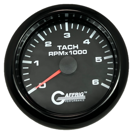 GAFFRIG 3 3/8 INCH TACHOMETER GAUGE 6000, 8000 & 10000 RPM BLACK 6000 / FAT RIM (338) / BLACK