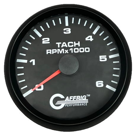 GAFFRIG 3 3/8 INCH TACHOMETER GAUGE 6000, 8000 & 10000 RPM BLACK 6000 / STEP RIM (008) / BLACK