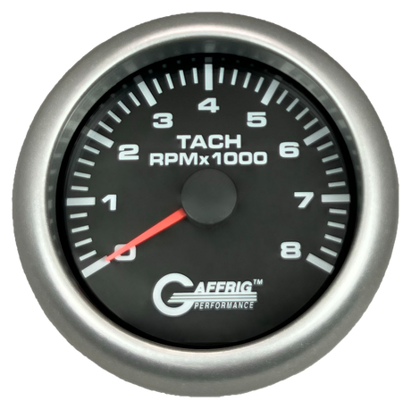 GAFFRIG 3 3/8 INCH TACHOMETER GAUGE 6000, 8000 & 10000 RPM BLACK 8000 / FAT RIM (338) / PLATINUM