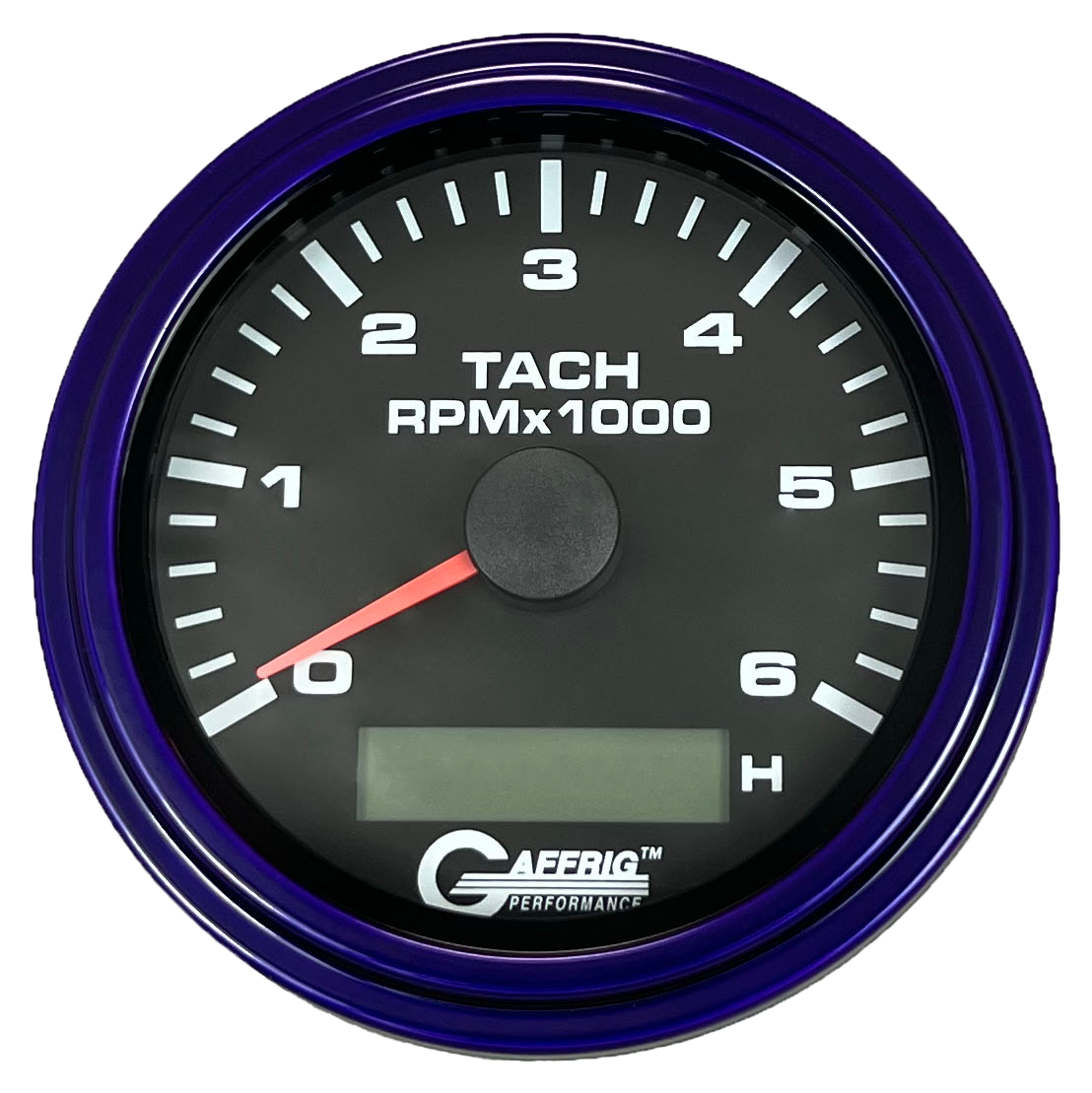 GAFFRIG 3 3/8 INCH ELECTRIC TACH/HOUR METER 6000 & 8000 RPM BLACK STEP RIM (008) / PURPLE / 6000