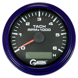 GAFFRIG 3 3/8 INCH ELECTRIC TACH/HOUR METER 6000 & 8000 RPM BLACK STEP RIM (008) / PURPLE / 6000