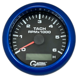 GAFFRIG 3 3/8 INCH ELECTRIC TACH/HOUR METER 6000 & 8000 RPM BLACK FAT RIM (338) / BLUE / 6000