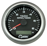 GAFFRIG 3 3/8 INCH ELECTRIC TACH/HOUR METER 6000 & 8000 RPM BLACK FAT RIM (338) / PLATINUM / 6000