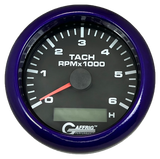 GAFFRIG 3 3/8 INCH ELECTRIC TACH/HOUR METER 6000 & 8000 RPM BLACK FAT RIM (338) / PURPLE / 6000