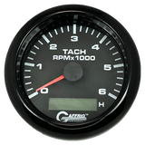 GAFFRIG 3 3/8 INCH ELECTRIC TACH/HOUR METER 6000 & 8000 RPM BLACK FAT RIM (338) / BLACK / 6000