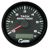 GAFFRIG 3 3/8 INCH ELECTRIC TACH/HOUR METER 6000 & 8000 RPM BLACK STEP RIM (008) / BLACK / 6000