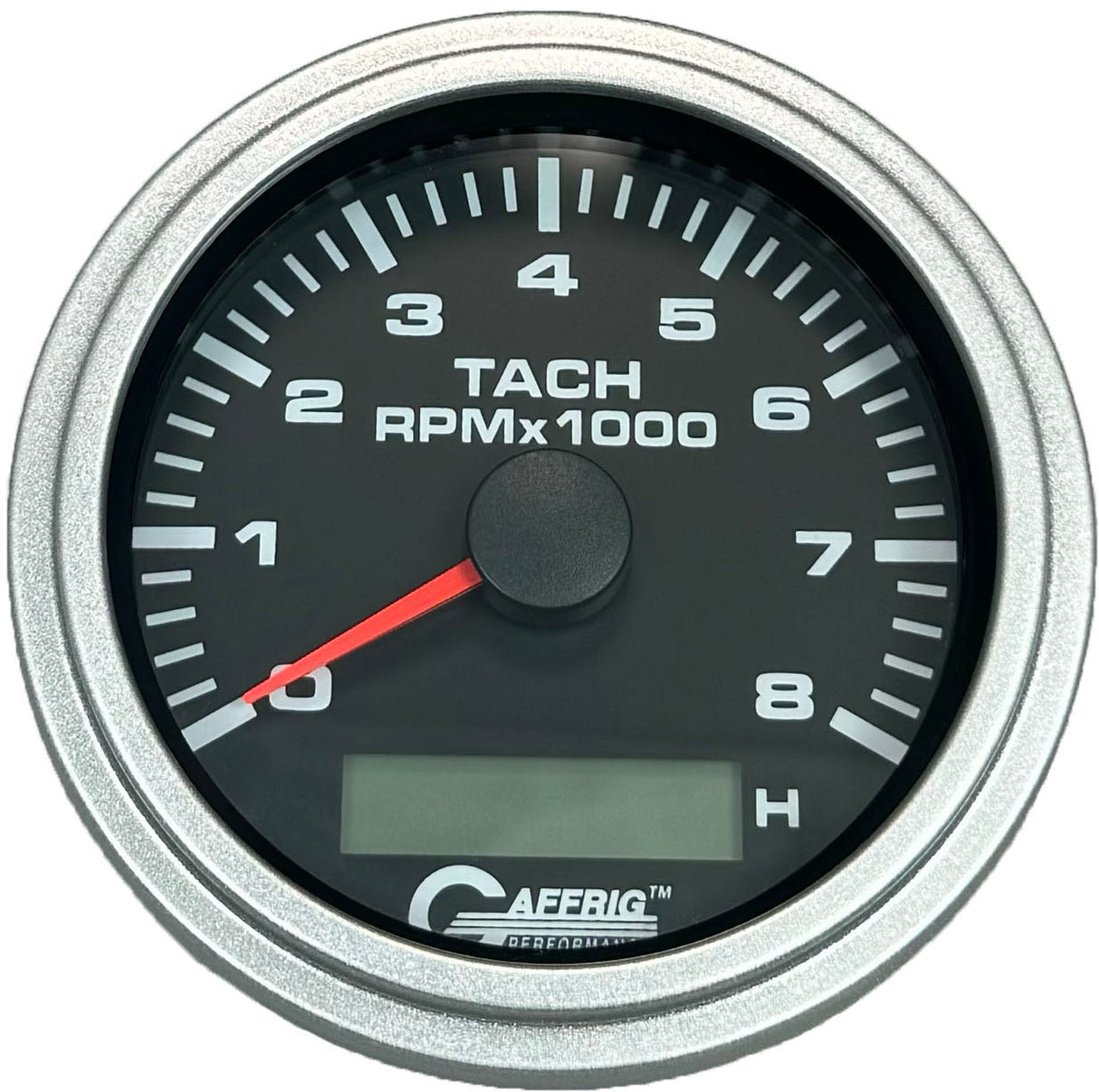 GAFFRIG 3 3/8 INCH ELECTRIC TACH/HOUR METER 6000 & 8000 RPM BLACK STEP RIM (008) / PLATINUM / 8000