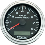 GAFFRIG 3 3/8 INCH ELECTRIC TACH/HOUR METER 6000 & 8000 RPM BLACK STEP RIM (008) / PLATINUM / 8000