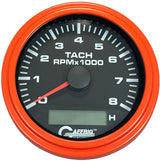 GAFFRIG 3 3/8 INCH ELECTRIC TACH/HOUR METER 6000 & 8000 RPM BLACK STEP RIM (008) / ORANGE / 8000