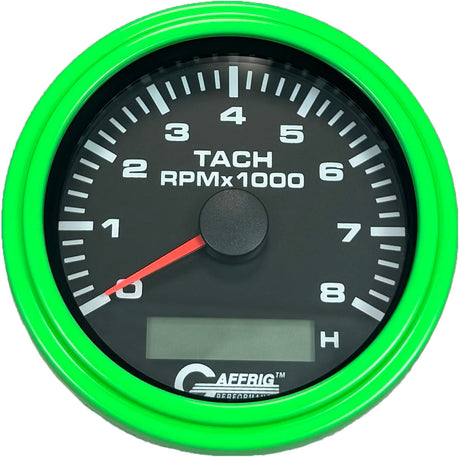 GAFFRIG 3 3/8 INCH ELECTRIC TACH/HOUR METER 6000 & 8000 RPM BLACK STEP RIM (008) / BLACK / 8000