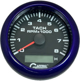 GAFFRIG 3 3/8 INCH ELECTRIC TACH/HOUR METER 6000 & 8000 RPM BLACK FAT RIM (338) / PURPLE / 8000