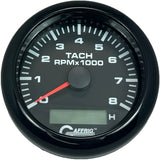 GAFFRIG 3 3/8 INCH ELECTRIC TACH/HOUR METER 6000 & 8000 RPM BLACK FAT RIM (338) / BLACK / 8000